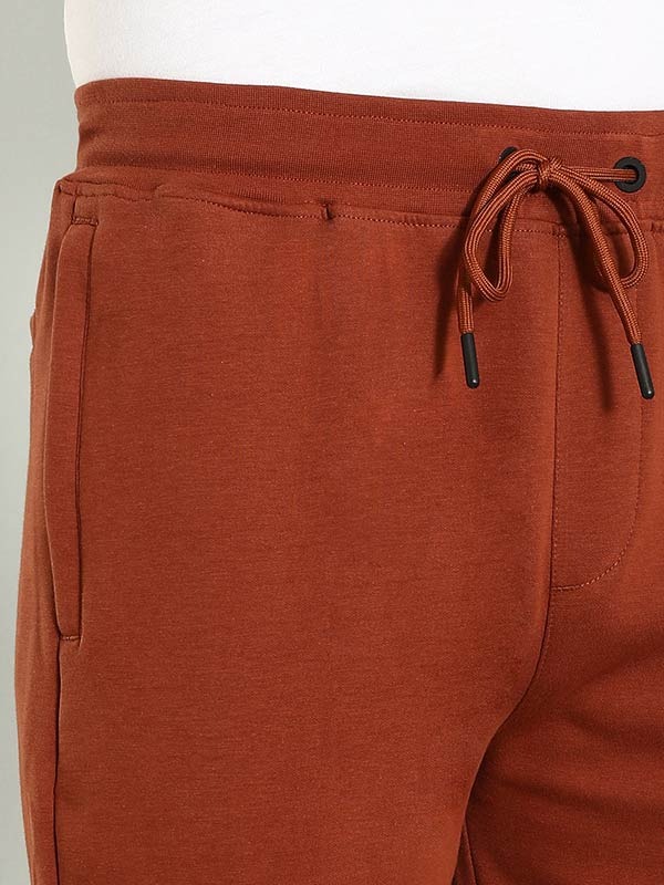 Indian Terrain Men's Regular Fit Solid Brown Track Pants